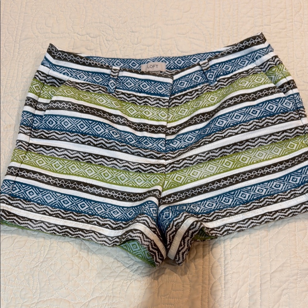 LOFT Blue and Green Bermudas shorts with stripes